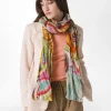 Shop Pashmina In Mussola Stampata Verde Donna Accessori