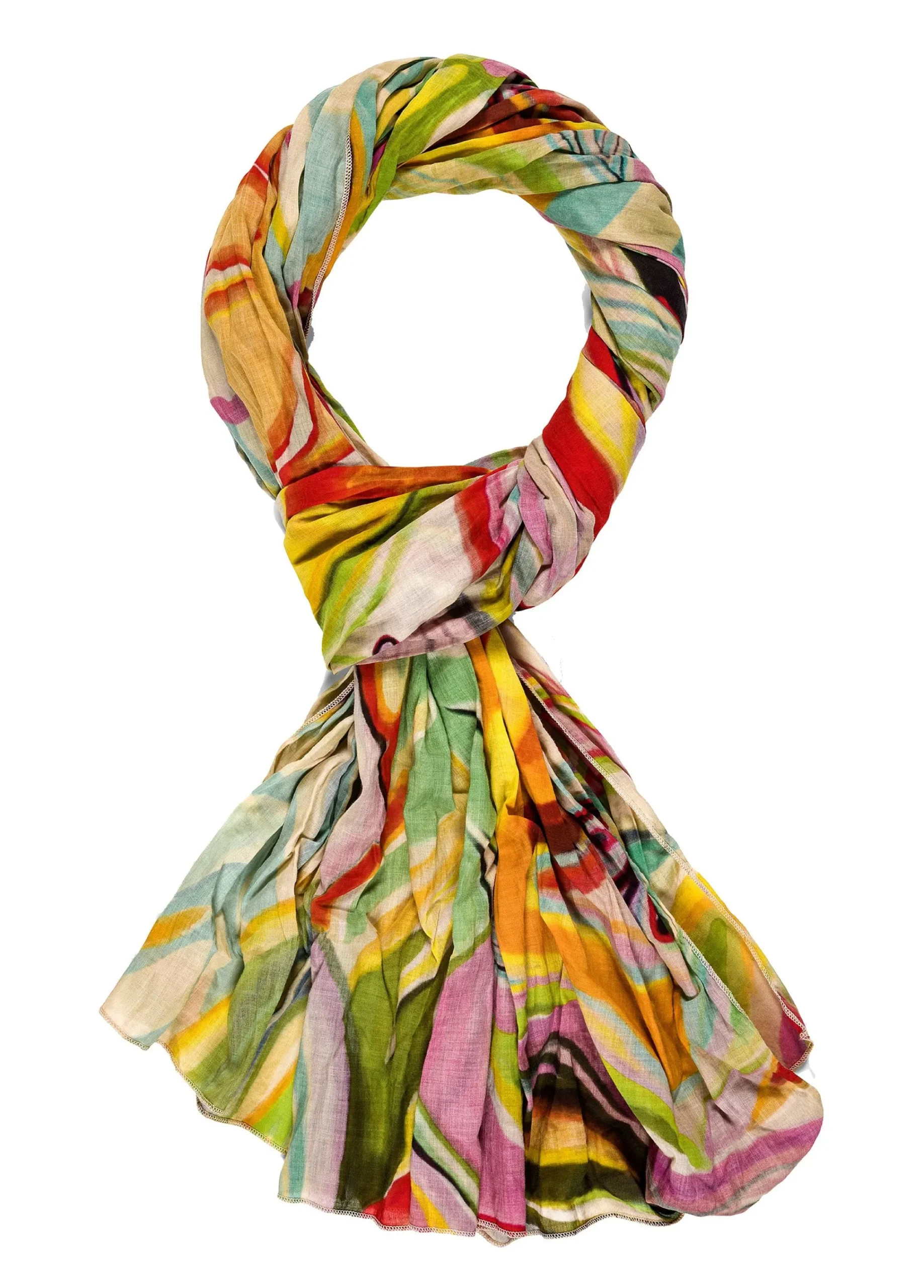 Shop Pashmina In Mussola Stampata Verde Donna Accessori