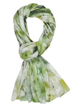 Hot Pashmina In Mussola Stampata Verde Donna Accessori