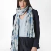 Outlet Pashmina In Mussola Stampata Blu Donna Accessori