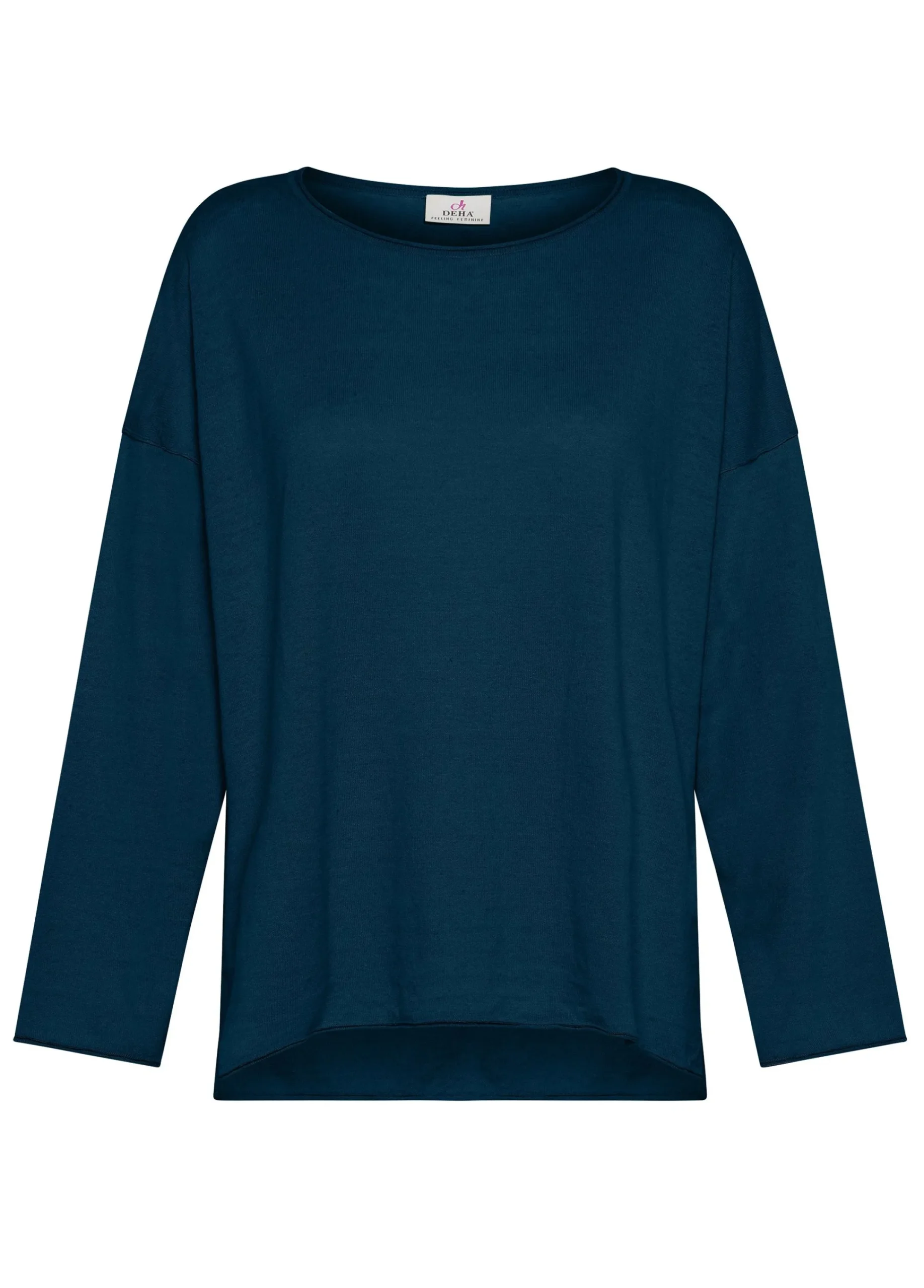 Shop Pullover Ampio In Lino Blu Donna Felpe & Maglieria