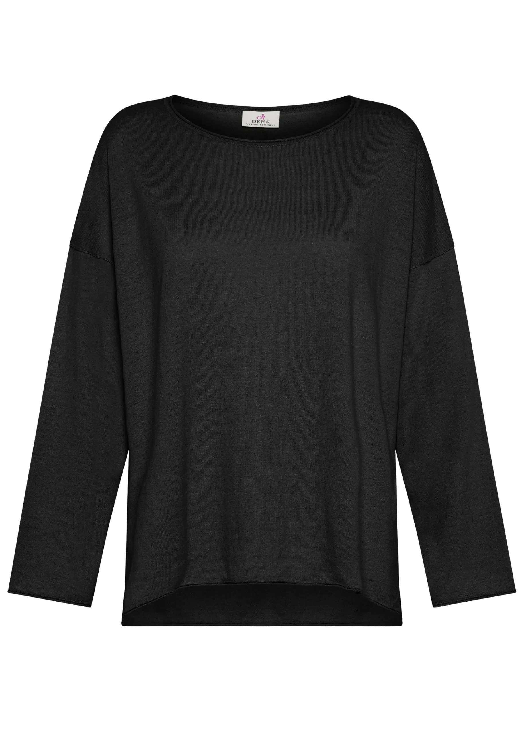 Discount Pullover Ampio In Lino Nero Donna Felpe & Maglieria