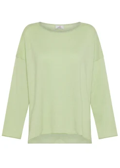 Cheap Pullover Ampio In Lino Verde Donna Felpe & Maglieria