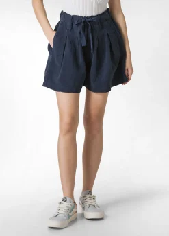 Best Sale Shorts In Misto Lino E Lyocell Blu Donna Bermuda