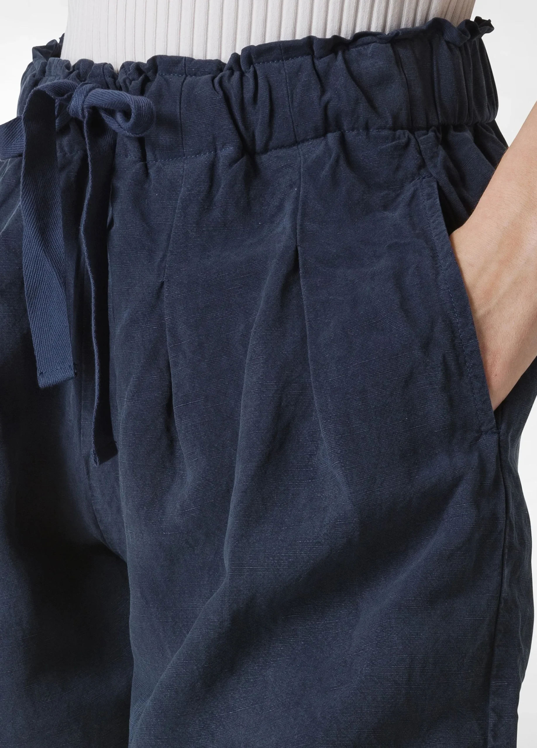 Best Sale Shorts In Misto Lino E Lyocell Blu Donna Bermuda