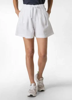 Fashion Shorts In Misto Lino E Lyocell Bianco Donna Bermuda