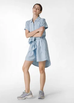 Discount Shorts In Misto Lino E Lyocell Blu Donna Bermuda