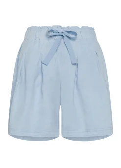 Discount Shorts In Misto Lino E Lyocell Blu Donna Bermuda