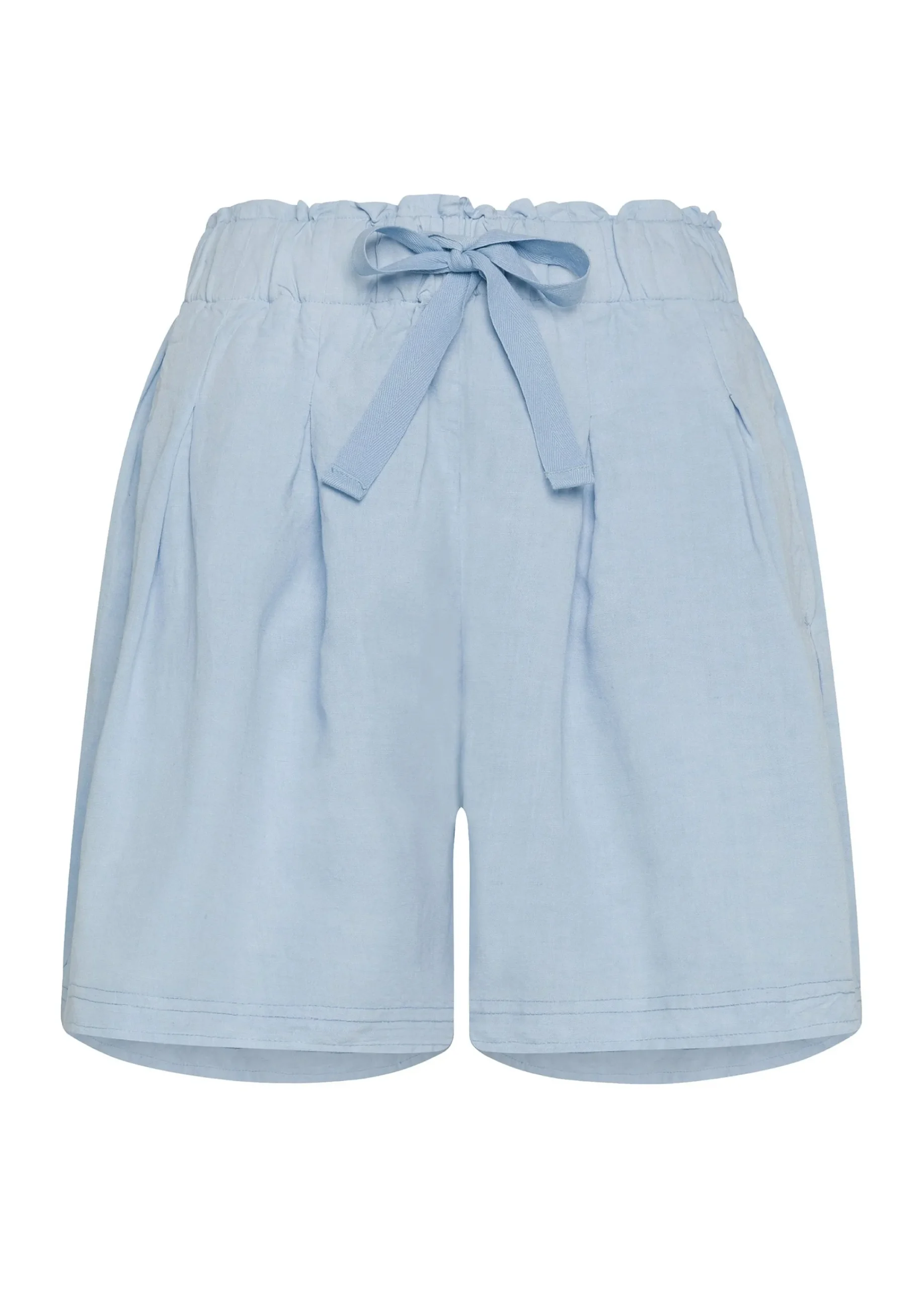 Discount Shorts In Misto Lino E Lyocell Blu Donna Bermuda