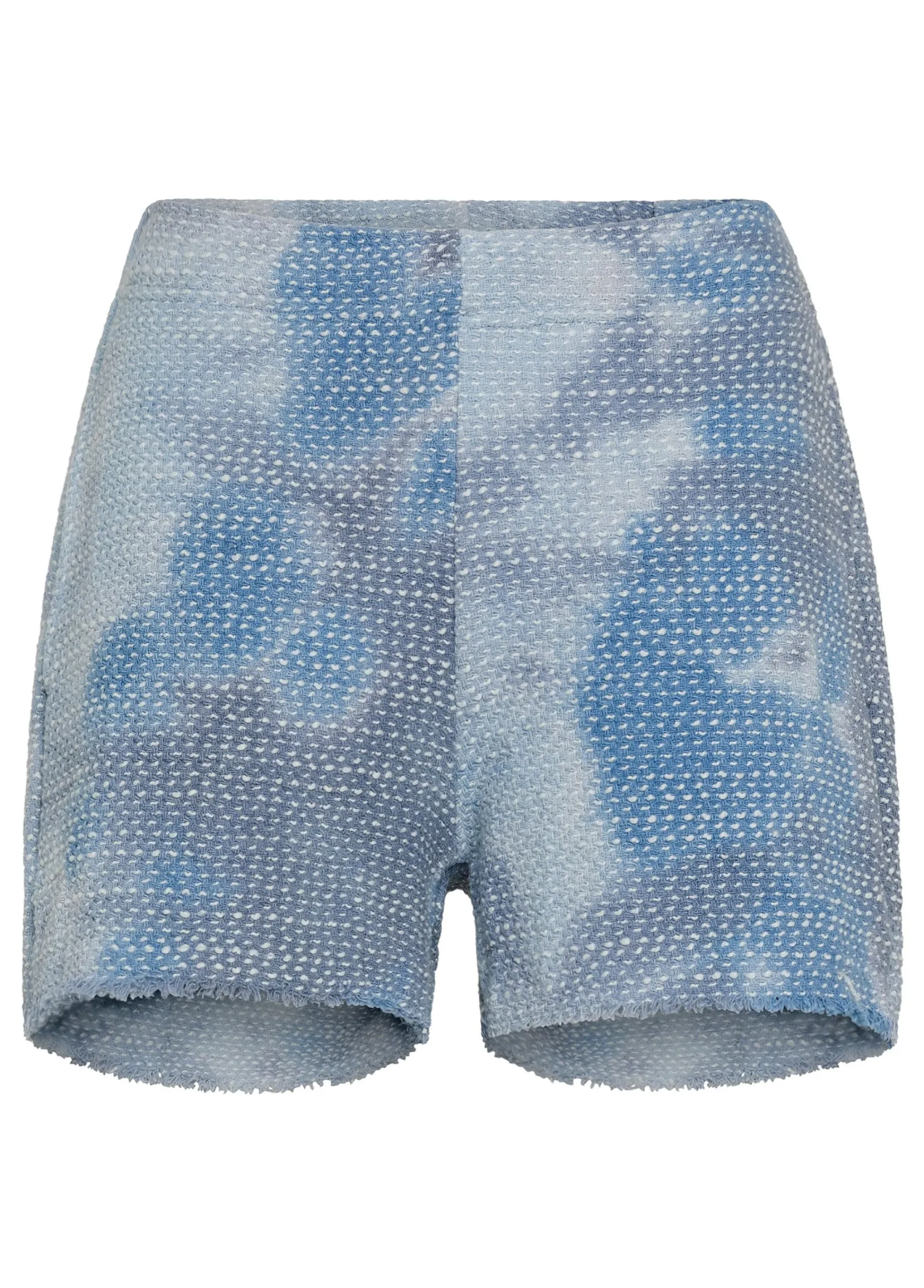 Cheap Shorts In Tweed Effetto Batik Blu Donna Bermuda