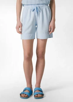 Shop Shorts In Twill Tencel Blu Donna Bermuda