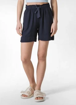 Outlet Shorts In Viscosa Crepe Blu Donna Bermuda