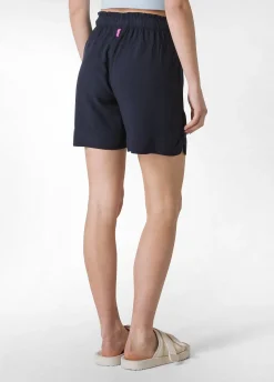 Outlet Shorts In Viscosa Crepe Blu Donna Bermuda