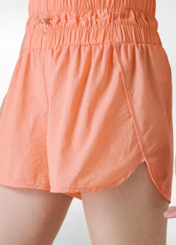 Clearance Shorts Vita Alta In Nylon Arancio Donna Pantaloncini Sportivi