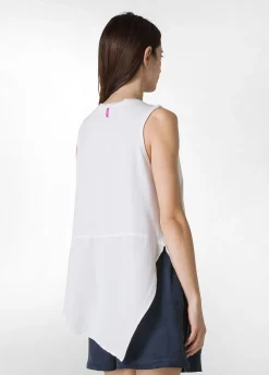Store Top Asimmetrico Con Inserti In Lino Bianco Donna Top & T-Shirts