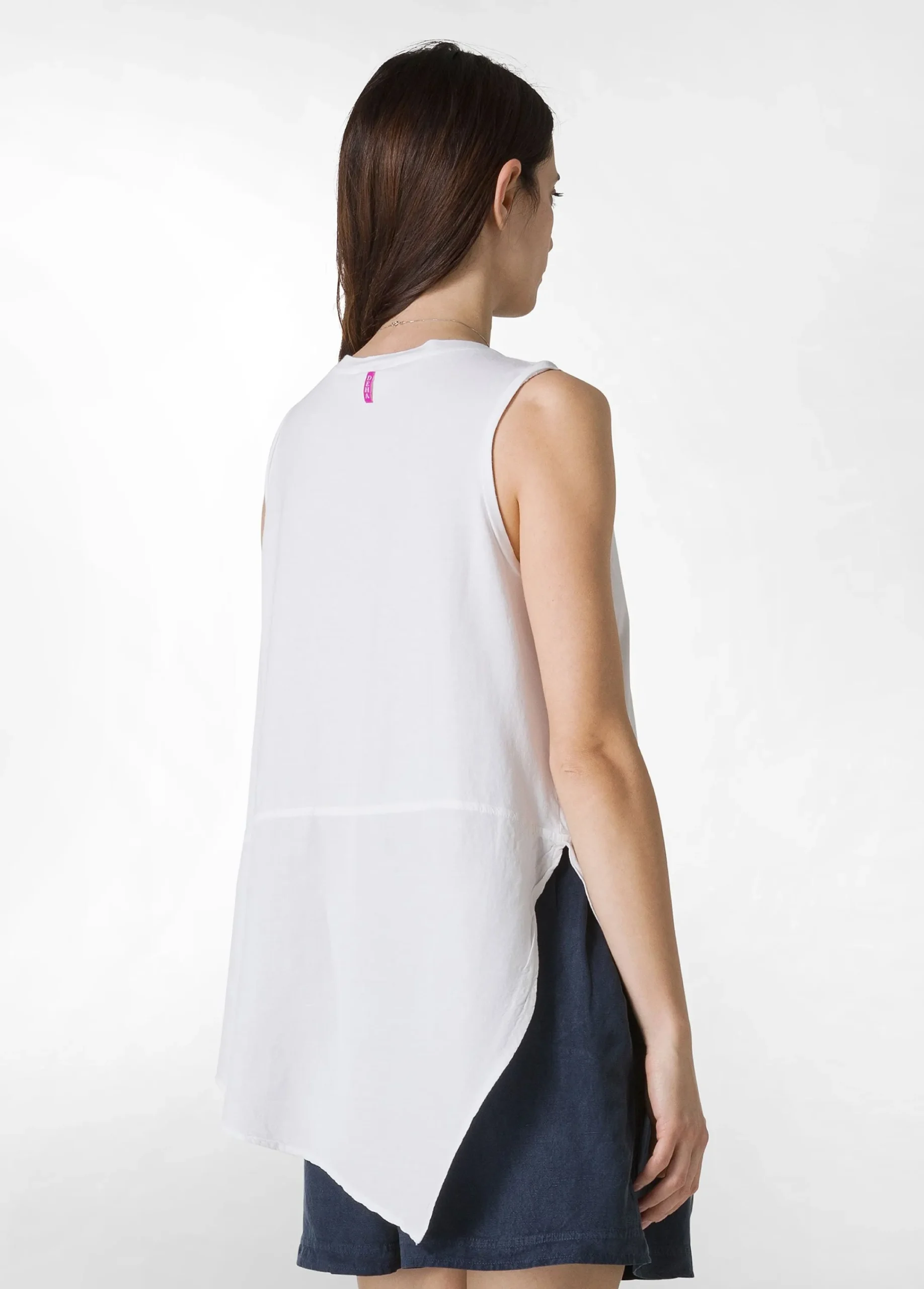Store Top Asimmetrico Con Inserti In Lino Bianco Donna Top & T-Shirts