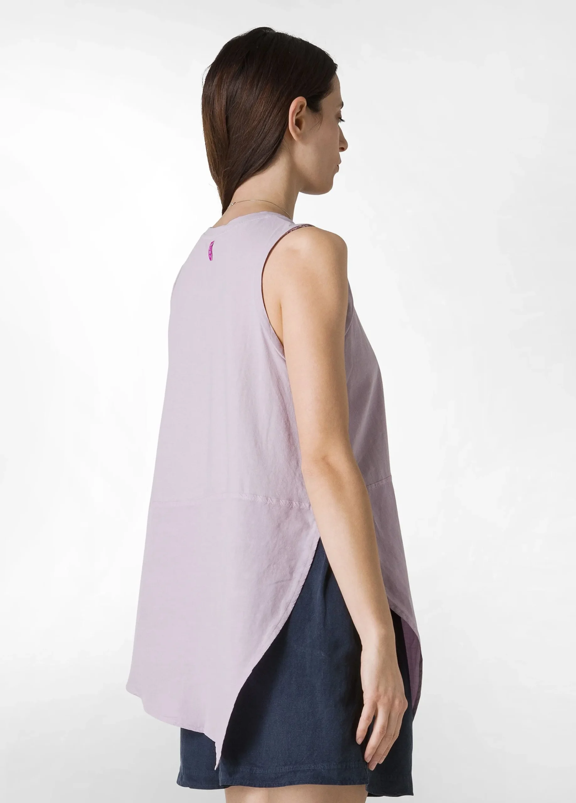 Cheap Top Asimmetrico Con Inserti In Lino Viola Donna Top & T-Shirts