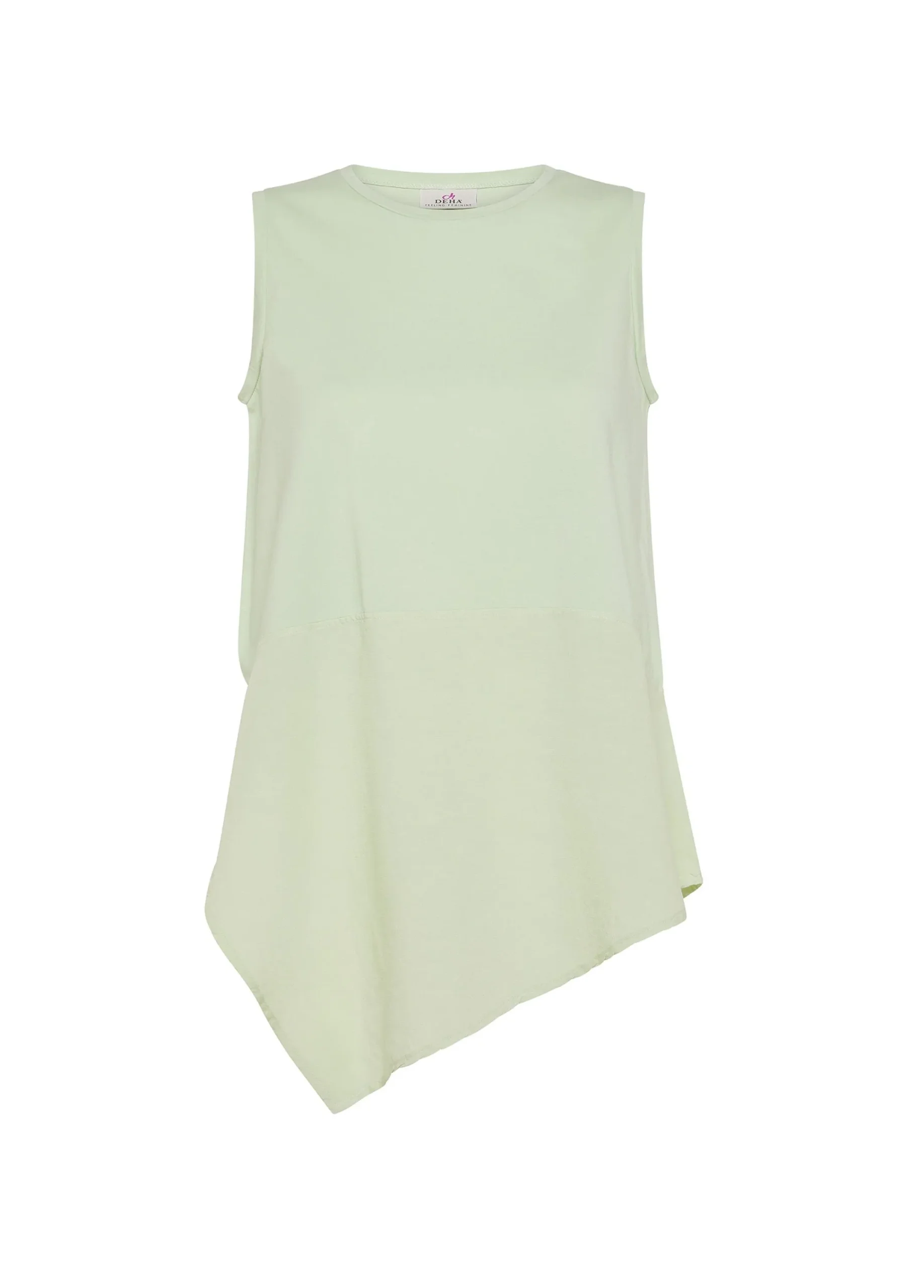Discount Top Asimmetrico Con Inserti In Lino Verde Donna Top & T-Shirts