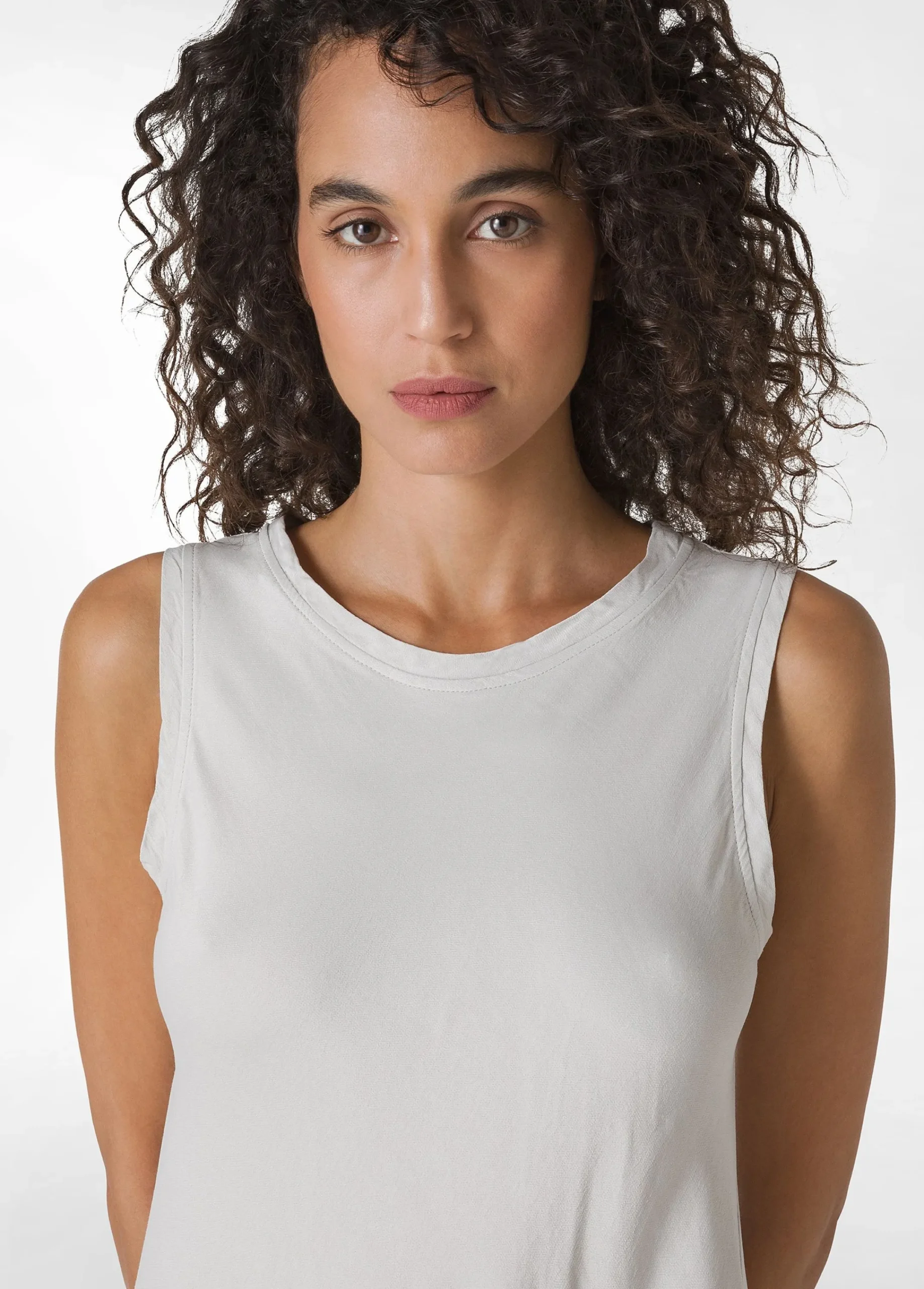 New Top Asimmetrico In Raso Grigio Donna Top & T-Shirts