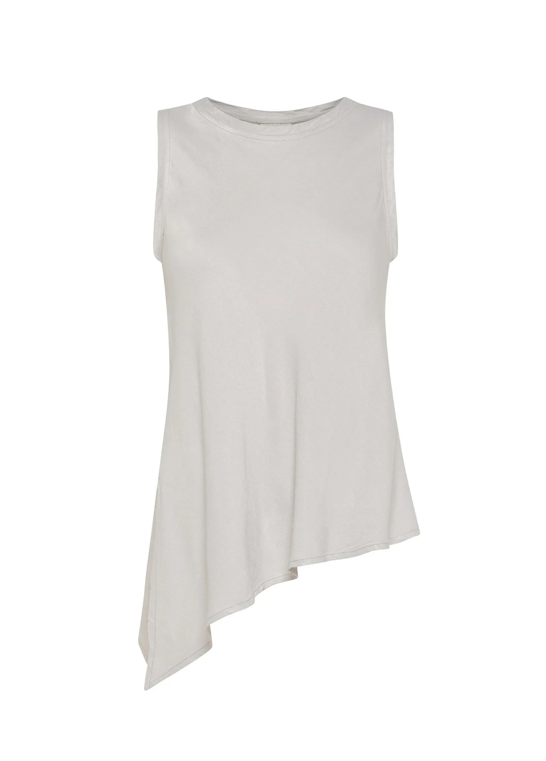 New Top Asimmetrico In Raso Grigio Donna Top & T-Shirts