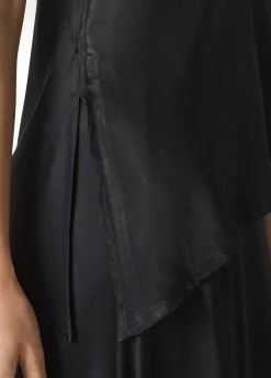 Fashion Top Asimmetrico In Raso Nero Donna Top & T-Shirts
