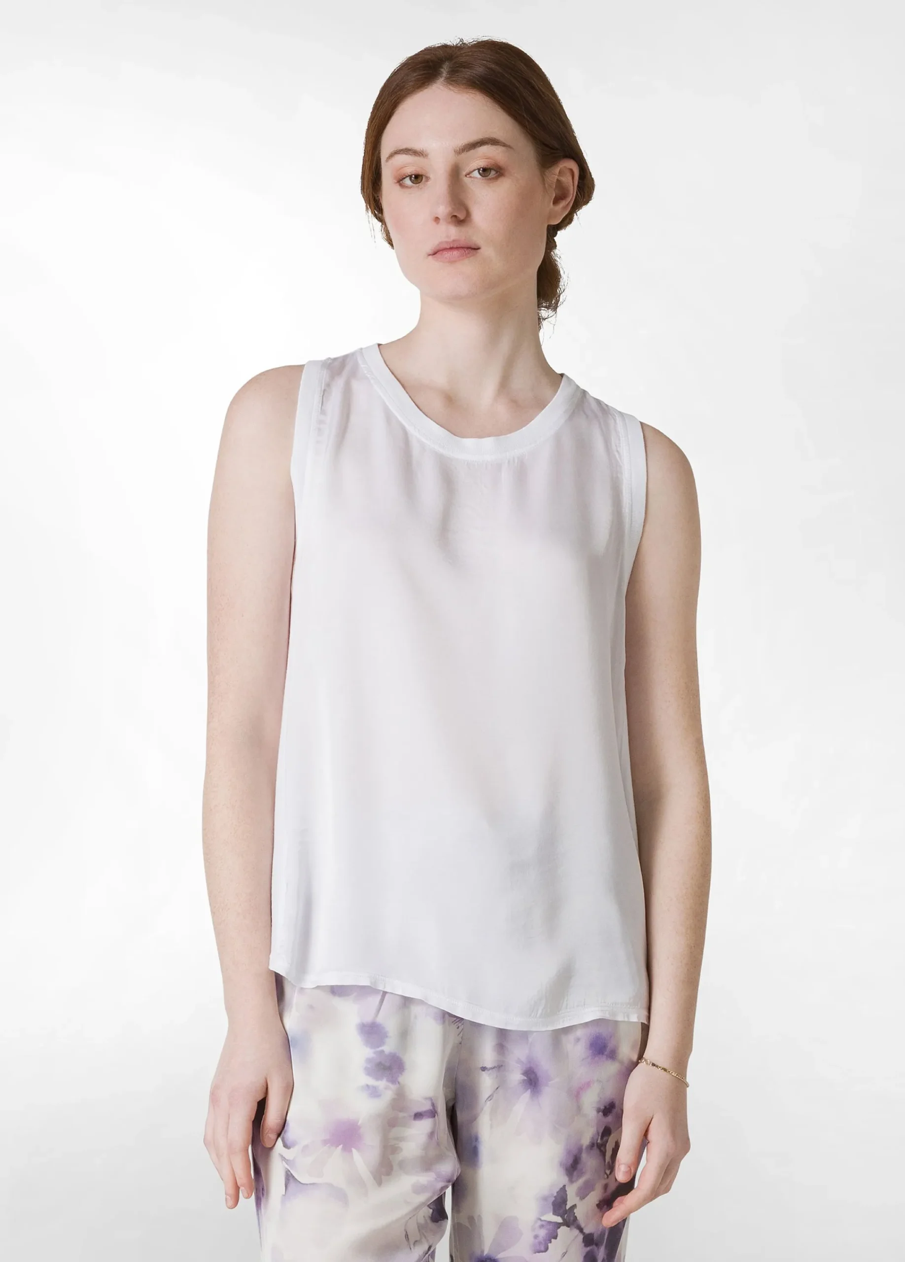Clearance Top Con Inserti In Raso Bianco Donna Top & T-Shirts