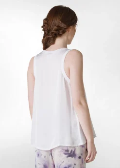Clearance Top Con Inserti In Raso Bianco Donna Top & T-Shirts