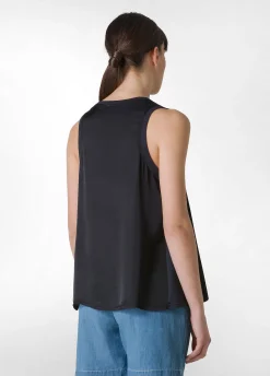 Shop Top Con Inserti In Raso Blu Donna Top & T-Shirts