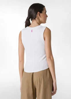 Clearance Top In Costina Effetto Vintage Bianco Donna Top & T-Shirts
