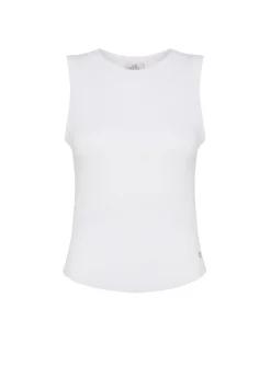 Clearance Top In Costina Effetto Vintage Bianco Donna Top & T-Shirts