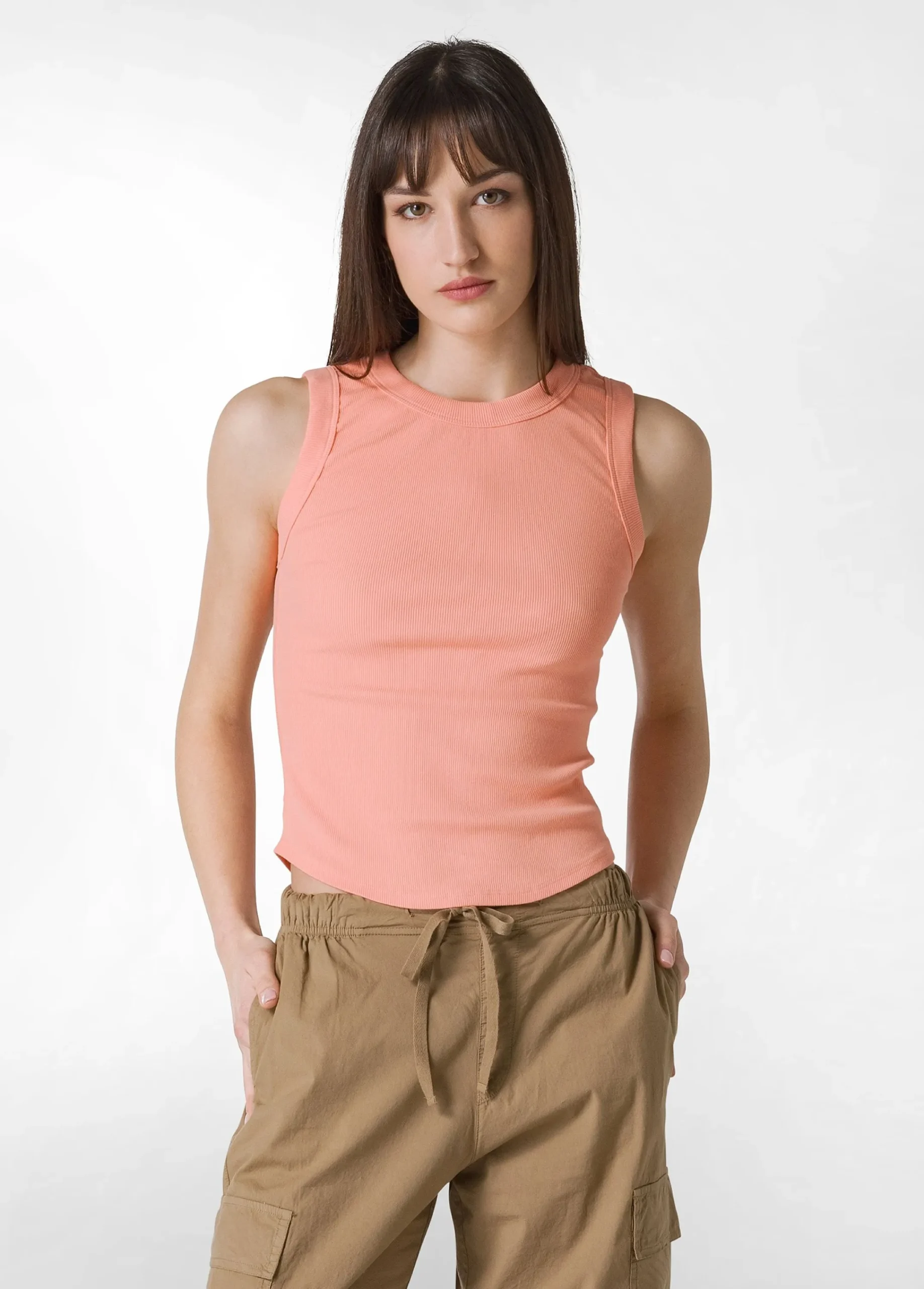 Best Sale Top In Costina Effetto Vintage Arancio Donna Top & T-Shirts