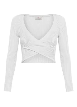 Online Top Incrociato In Maglia Di Rayon Bianco Donna Felpe & Maglieria