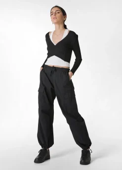New Top Incrociato In Maglia Di Rayon Nero Donna Felpe & Maglieria
