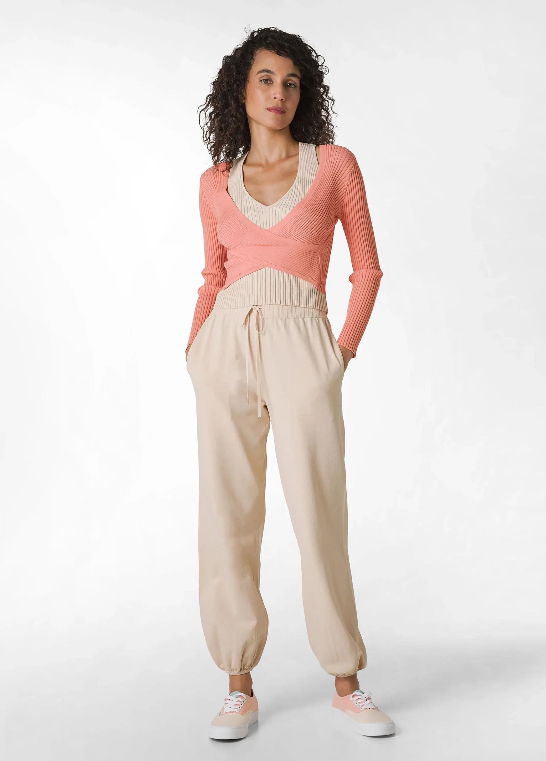 Outlet Top Incrociato In Maglia Di Rayon Arancio Donna Top & T-Shirts