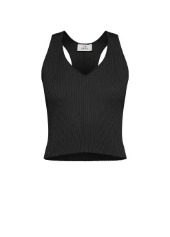 Shop Top In Maglia Di Rayon Nero Donna Felpe & Maglieria