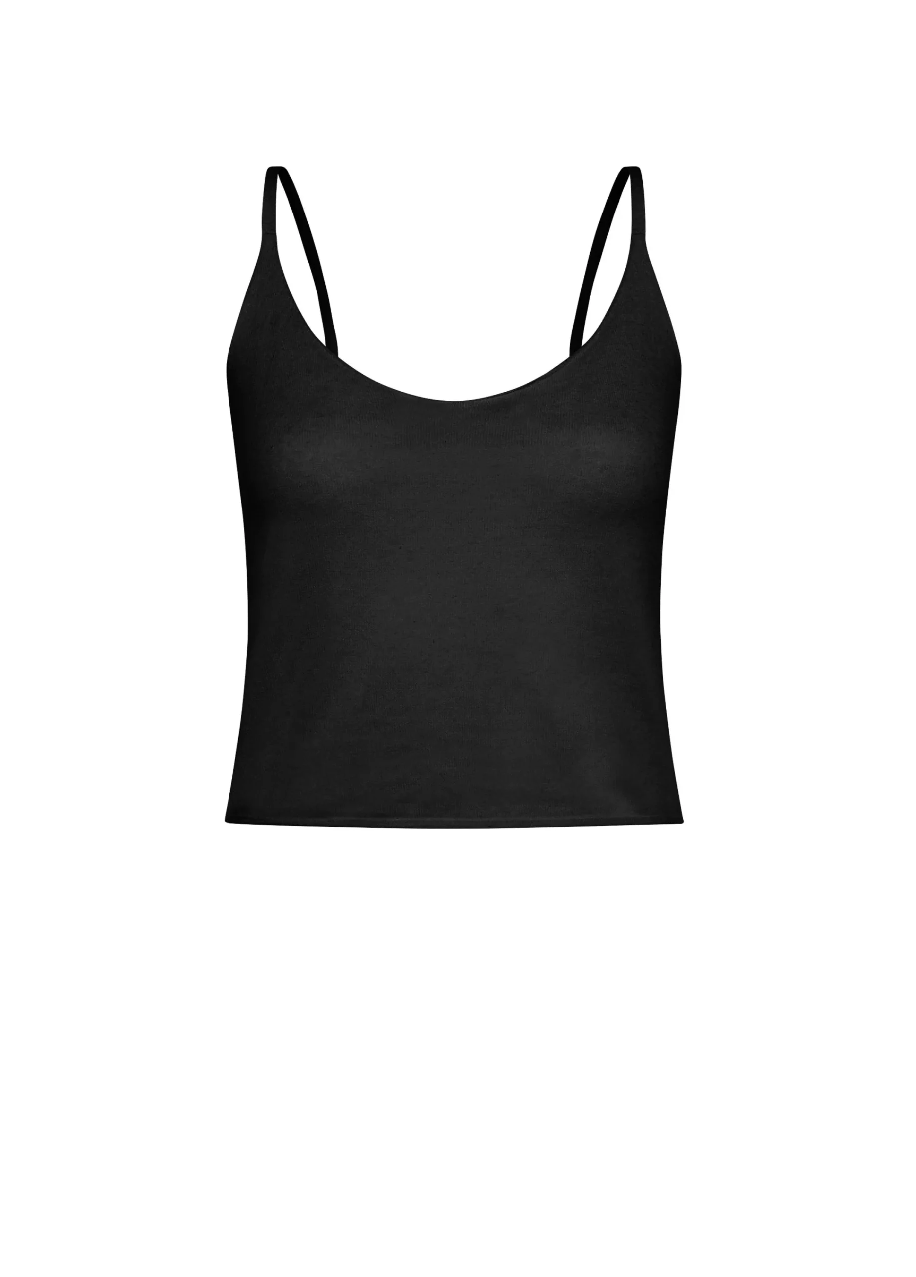 Online Top In Maglia Misto Lino Con Spalline Nero Donna Top & T-Shirts