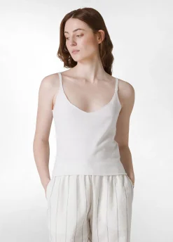 Store Top In Maglia Misto Lino Con Spalline Bianco Donna Top & T-Shirts