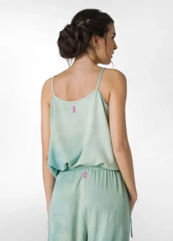 Store Top In Twill Effetto Batik Verde Donna Top & T-Shirts