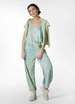 Store Top In Twill Effetto Batik Verde Donna Top & T-Shirts