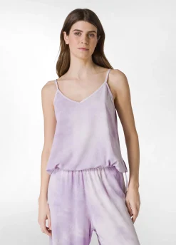 Fashion Top In Twill Effetto Batik Viola Donna Top & T-Shirts