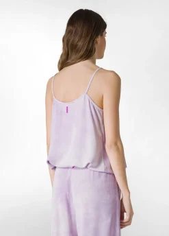 Fashion Top In Twill Effetto Batik Viola Donna Top & T-Shirts