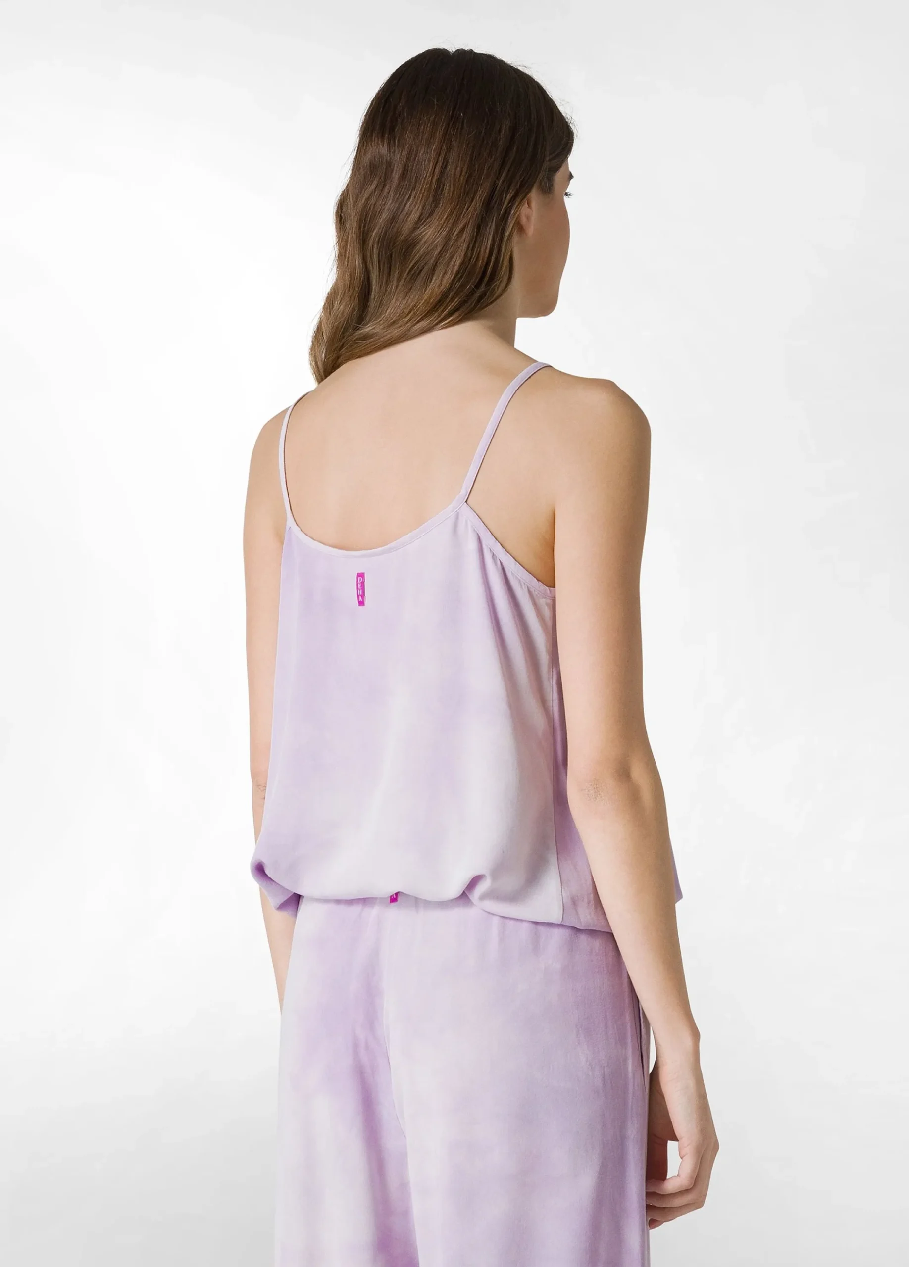 Fashion Top In Twill Effetto Batik Viola Donna Top & T-Shirts
