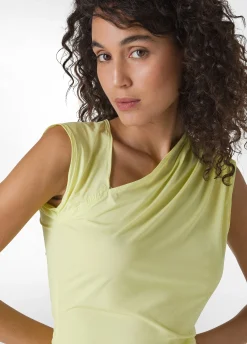 Hot Top Scollo Asimmetrico In Microfibra Giallo Donna Top & T-Shirts