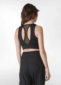 Hot Top Sportivo Con Inserto In Tulle Nero Donna Canotte E Reggiseni Sportivi
