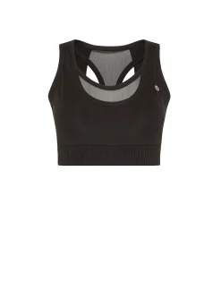 Hot Top Sportivo Con Inserto In Tulle Nero Donna Canotte E Reggiseni Sportivi