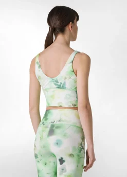 Shop Top Yoga In Microfibra Riciclata Stampata Verde Donna Canotte E Reggiseni Sportivi