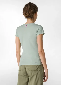 Sale T-Shirt A Costine Con Bottoni Verde Donna Top & T-Shirts