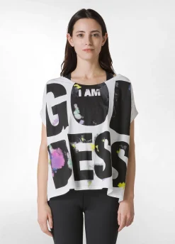 Clearance T-Shirt Ampia Con Grafica Bianco Donna Top & T-Shirts