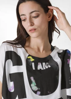 Clearance T-Shirt Ampia Con Grafica Bianco Donna Top & T-Shirts