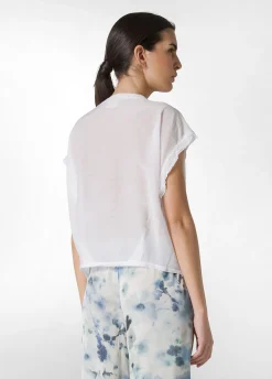 Sale T-Shirt Ampia Misto Seta Bianco Donna Top & T-Shirts